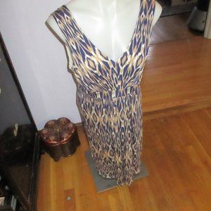 new without tags tan white and black  loft sleeveless dress worn once M